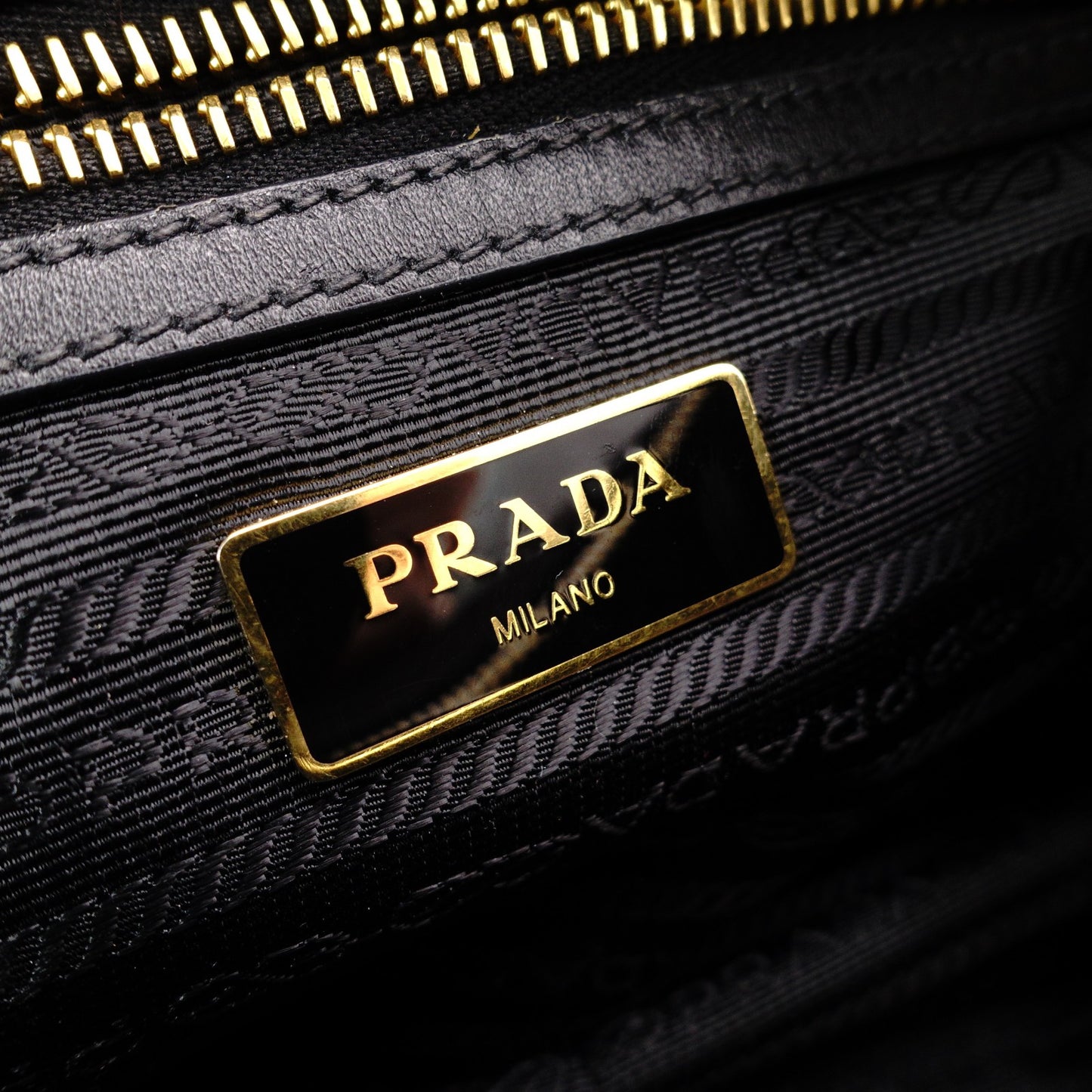 PRADA Prada Logo Jacquard Ribbon Camera Shoulder Bag Canvas Black