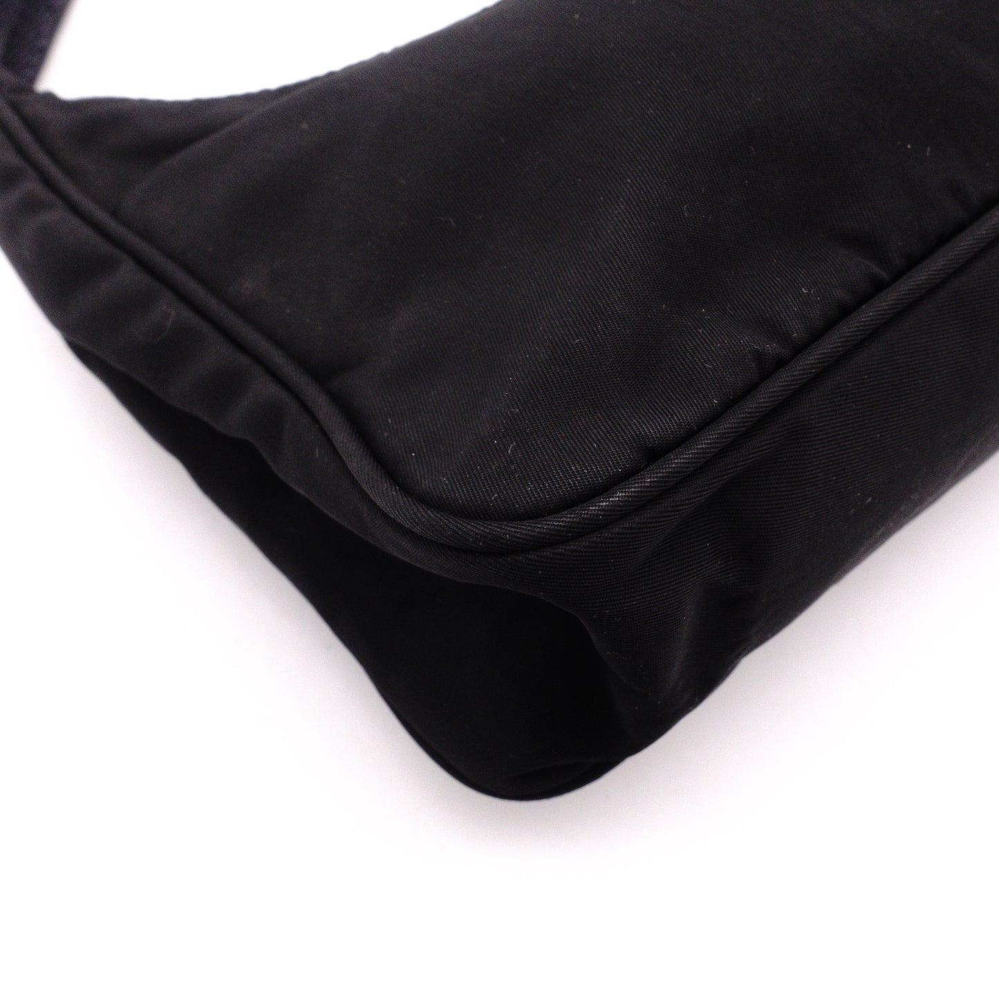 PRADA Mini Hobo Bag, Handbag, Nylon, Black, Triangle Logo, Mini Bag