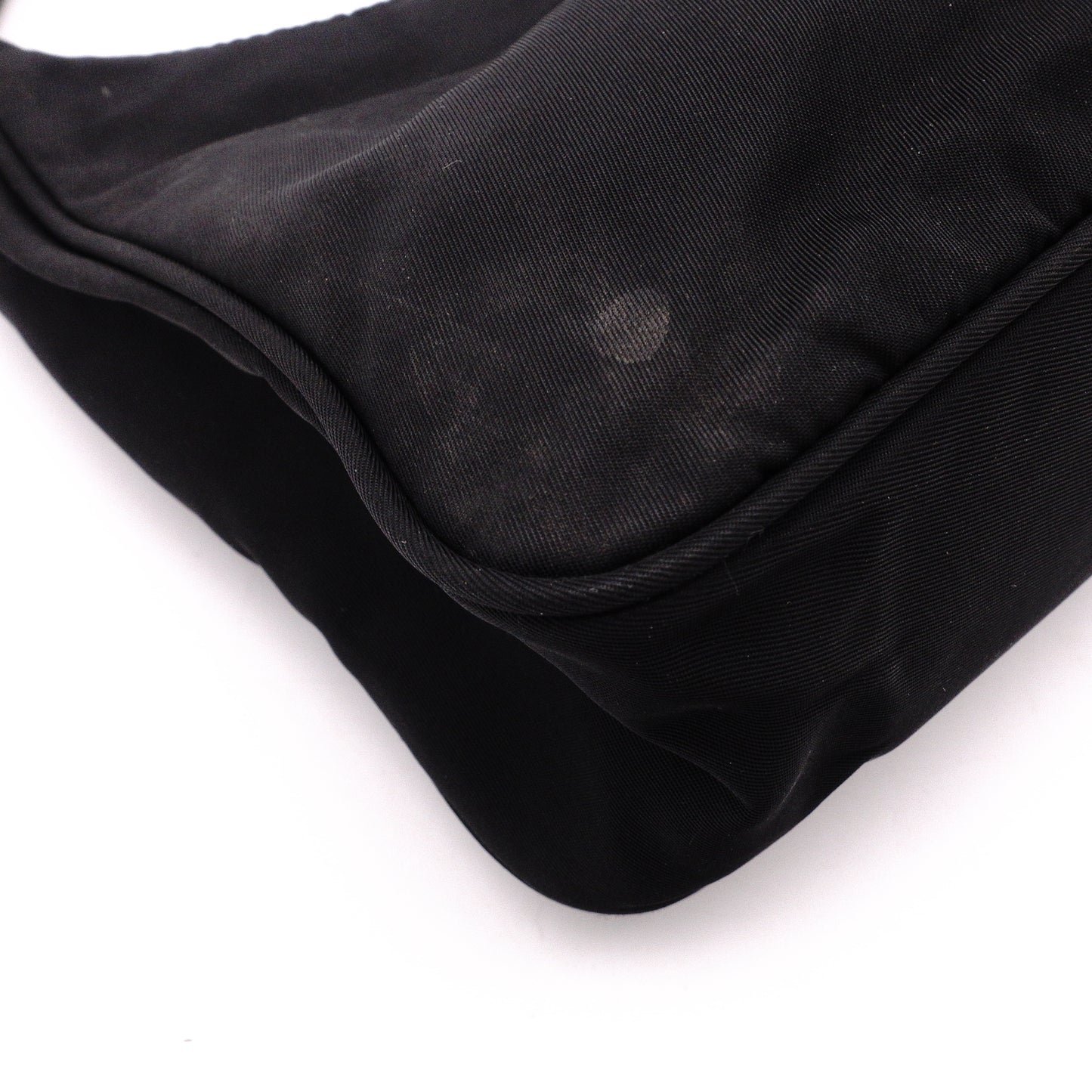 PRADA Mini Hobo Bag, Handbag, Nylon, Black, Triangle Logo, Mini Bag