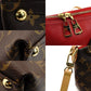 Louis Vuitton V Tote BB 2-Way Handbag Brown × Red Monogram Crossbody 7-9-158