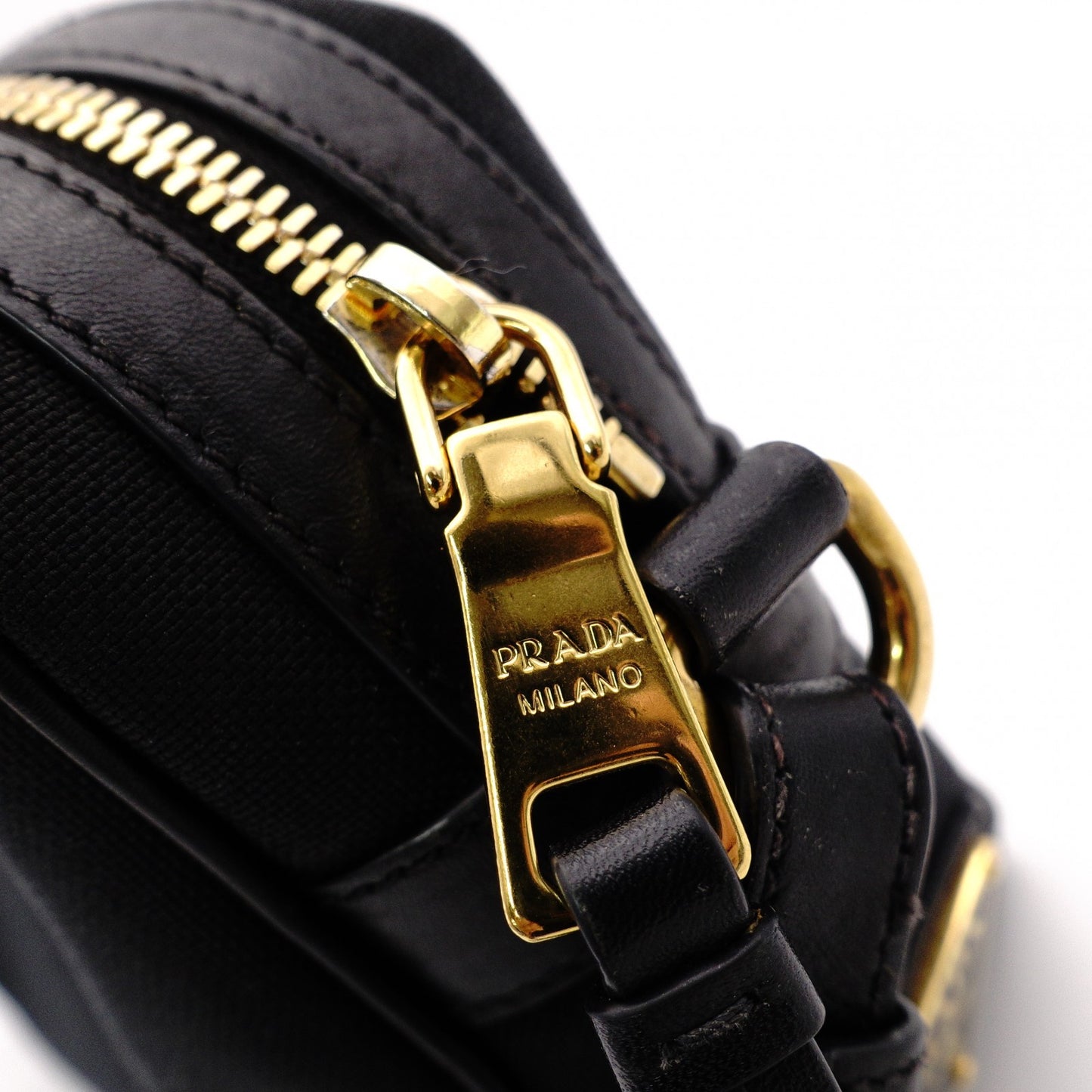 PRADA Prada Logo Jacquard Ribbon Camera Shoulder Bag Canvas Black