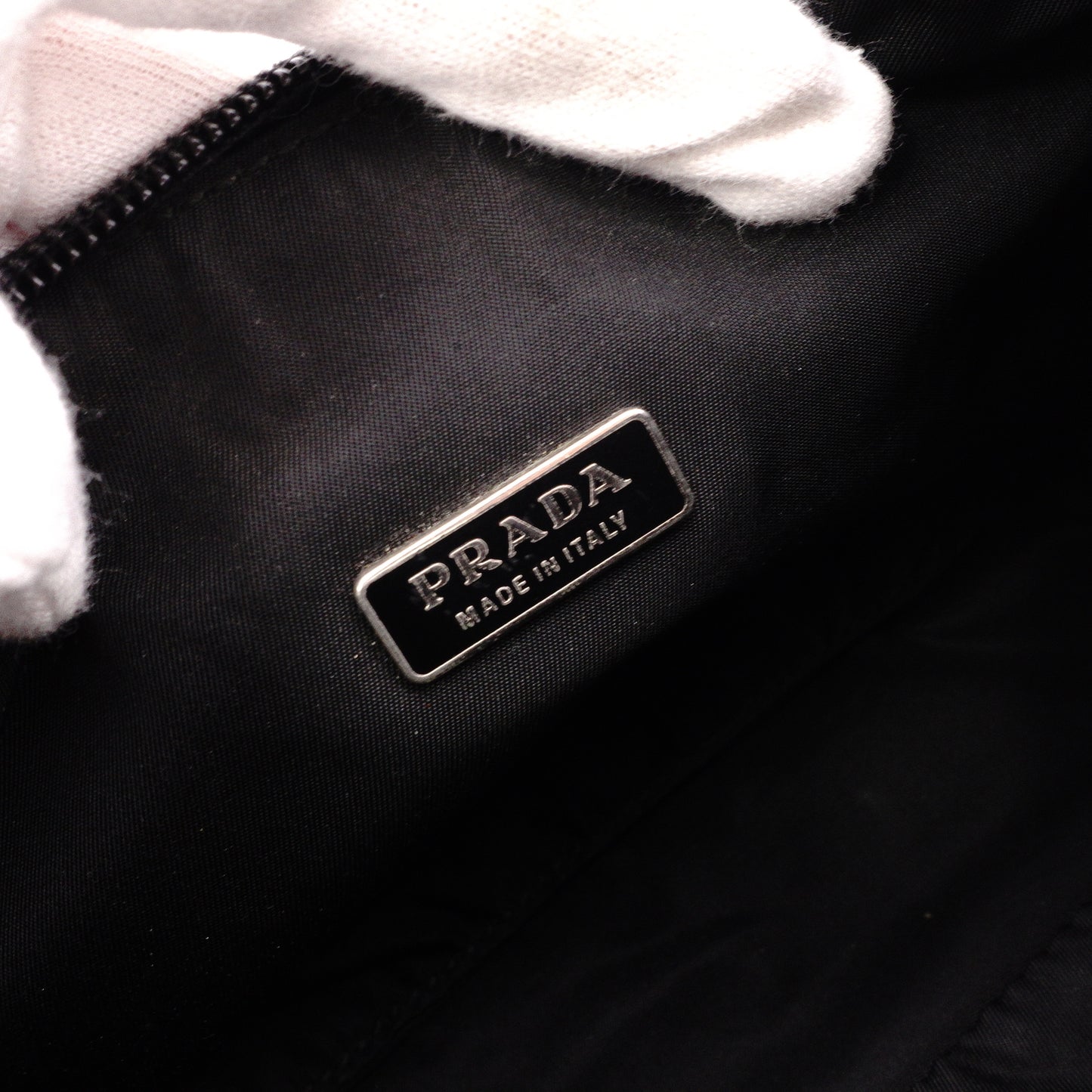 PRADA Mini Hobo Bag, Handbag, Nylon, Black, Triangle Logo, Mini Bag