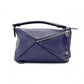 LOEWE Puzzle Small Handbag, Leather, Navy, 2-Way, Silver Hardware