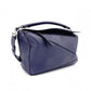 LOEWE Puzzle Small Handbag, Leather, Navy, 2-Way, Silver Hardware