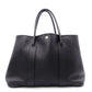 HERMES Garden Party PM Tote Bag, Leather, Black, Shoulder Strap, □N Stamp