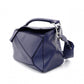LOEWE Puzzle Small Handbag, Leather, Navy, 2-Way, Silver Hardware