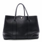 HERMES Garden Party PM Tote Bag, Leather, Black, Shoulder Strap, □N Stamp