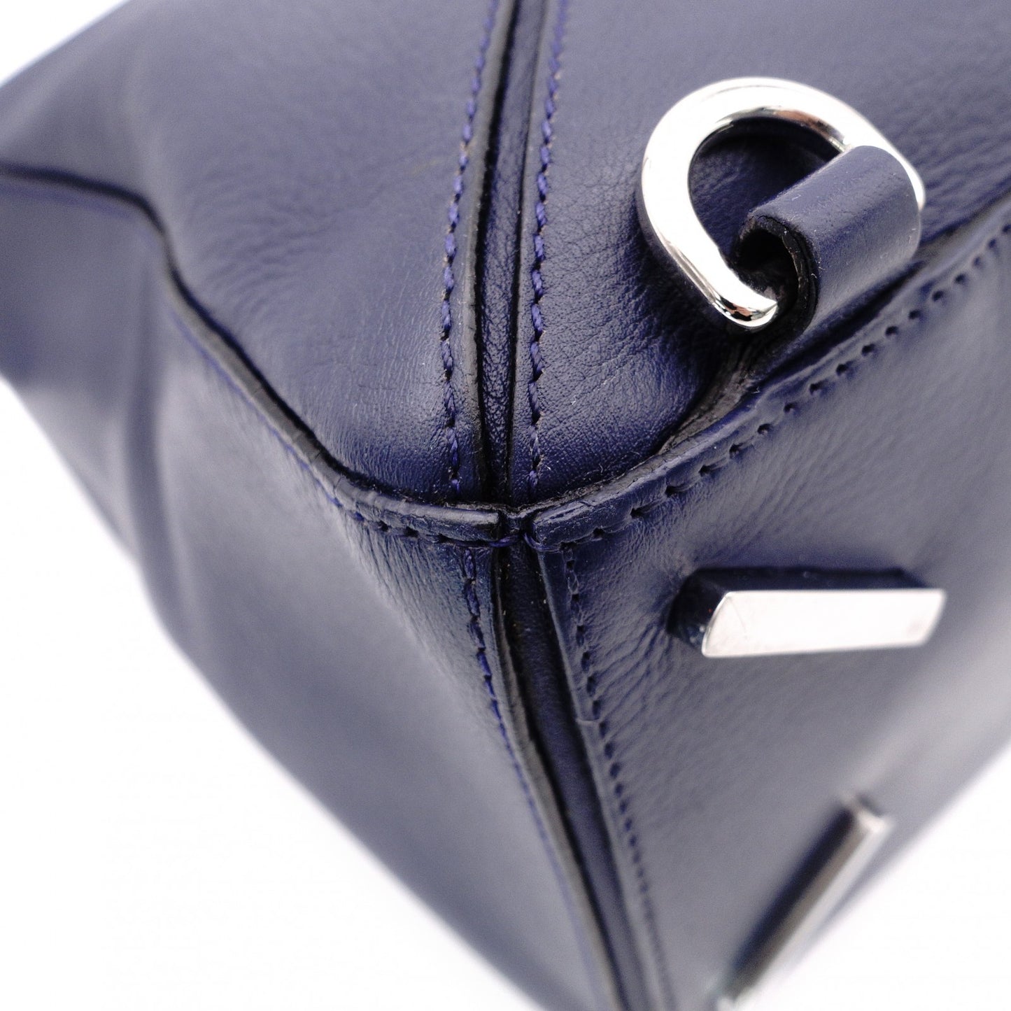 LOEWE Puzzle Small Handbag, Leather, Navy, 2-Way, Silver Hardware