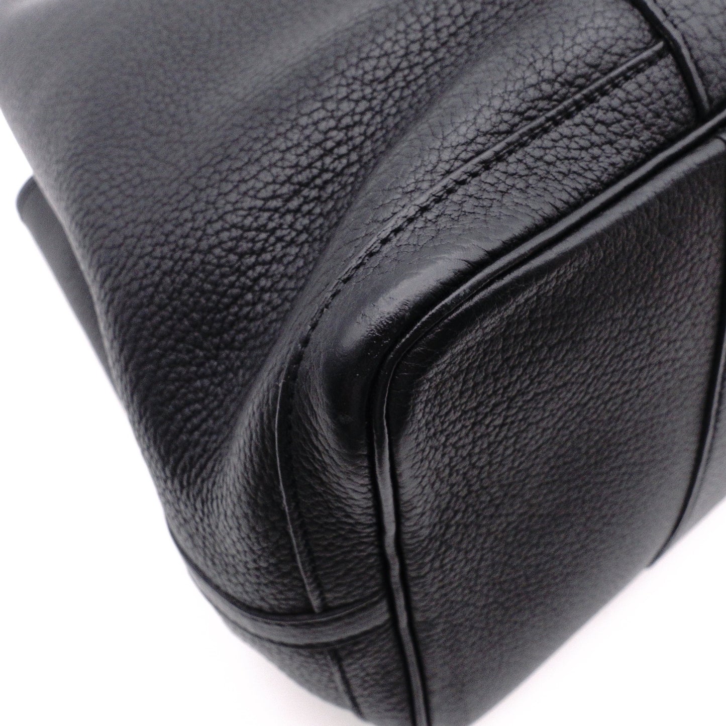 HERMES Garden Party PM Tote Bag, Leather, Black, Shoulder Strap, □N Stamp