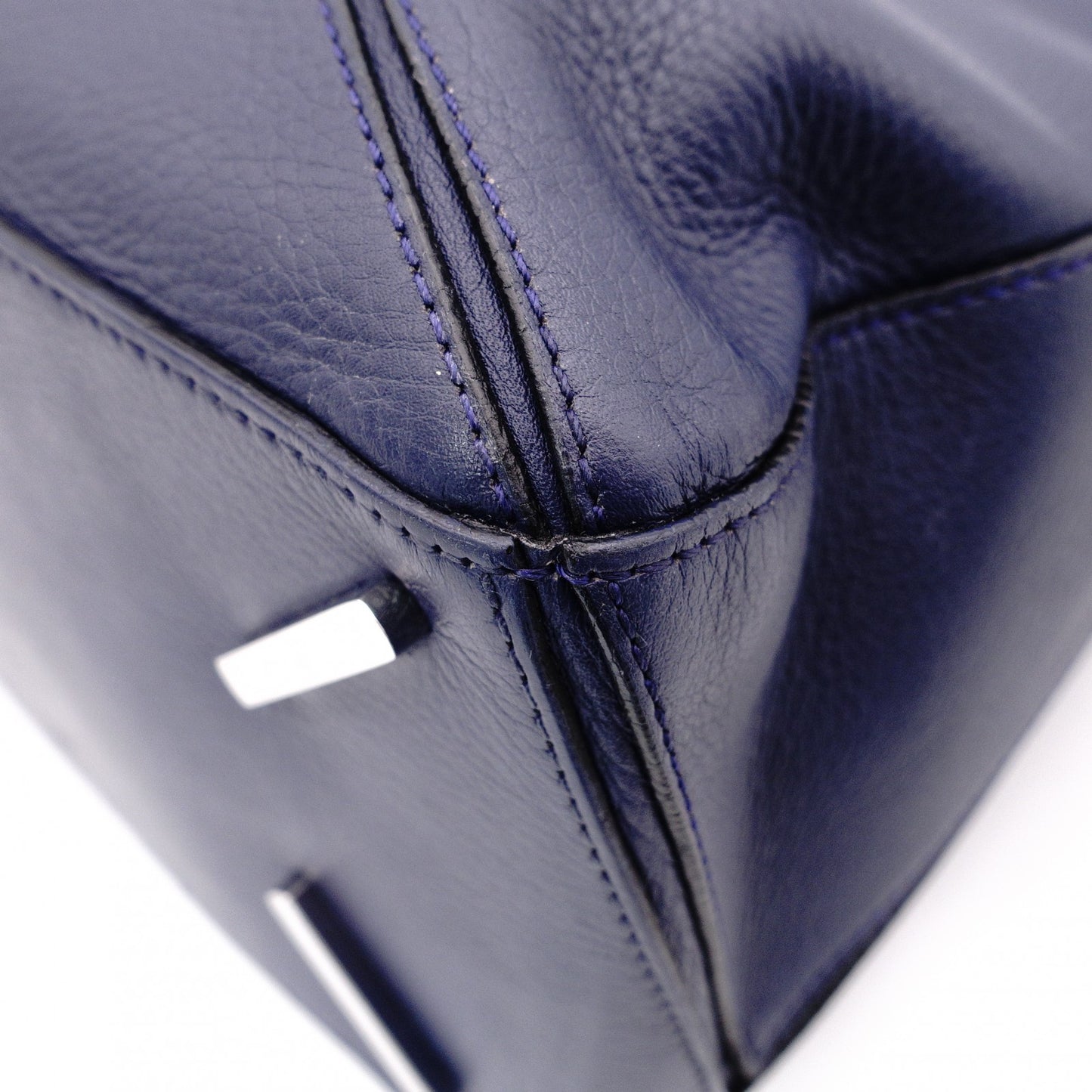 LOEWE Puzzle Small Handbag, Leather, Navy, 2-Way, Silver Hardware
