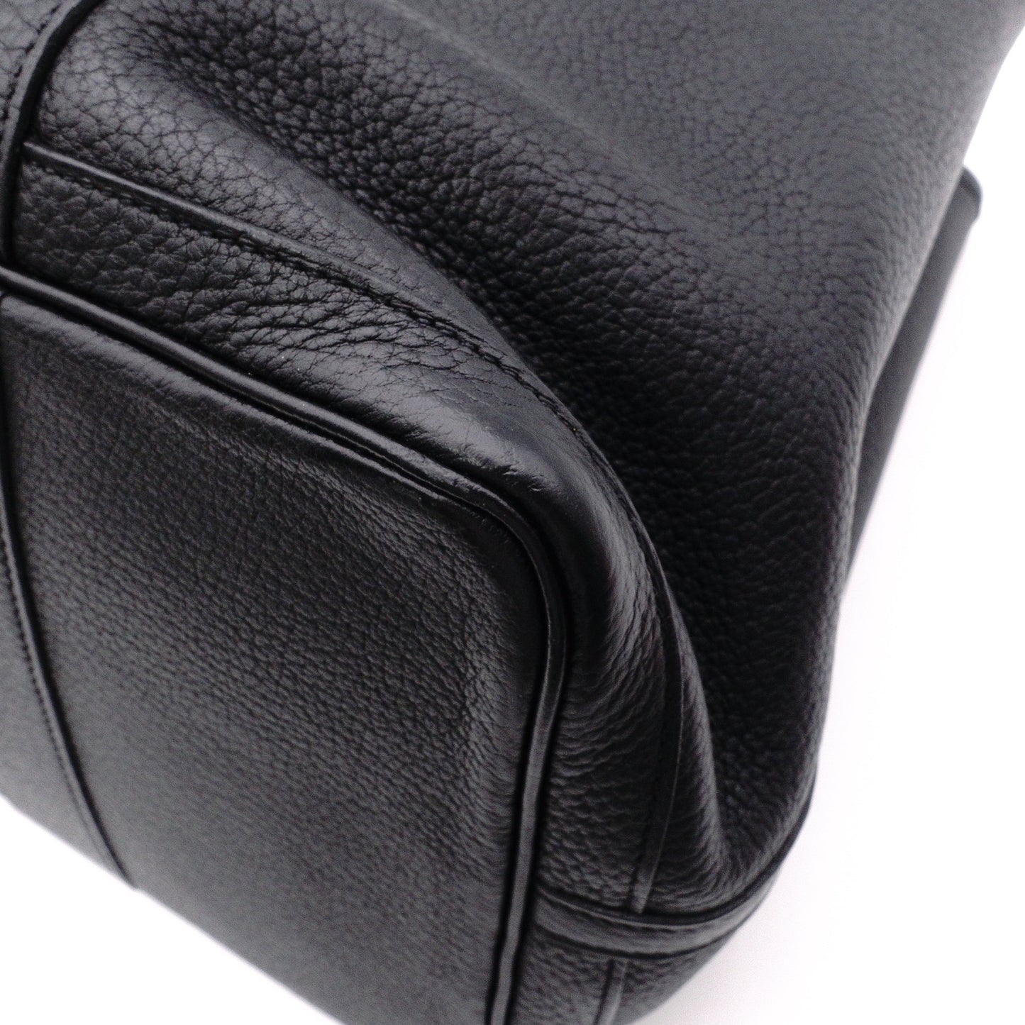 HERMES Garden Party PM Tote Bag, Leather, Black, Shoulder Strap, □N Stamp