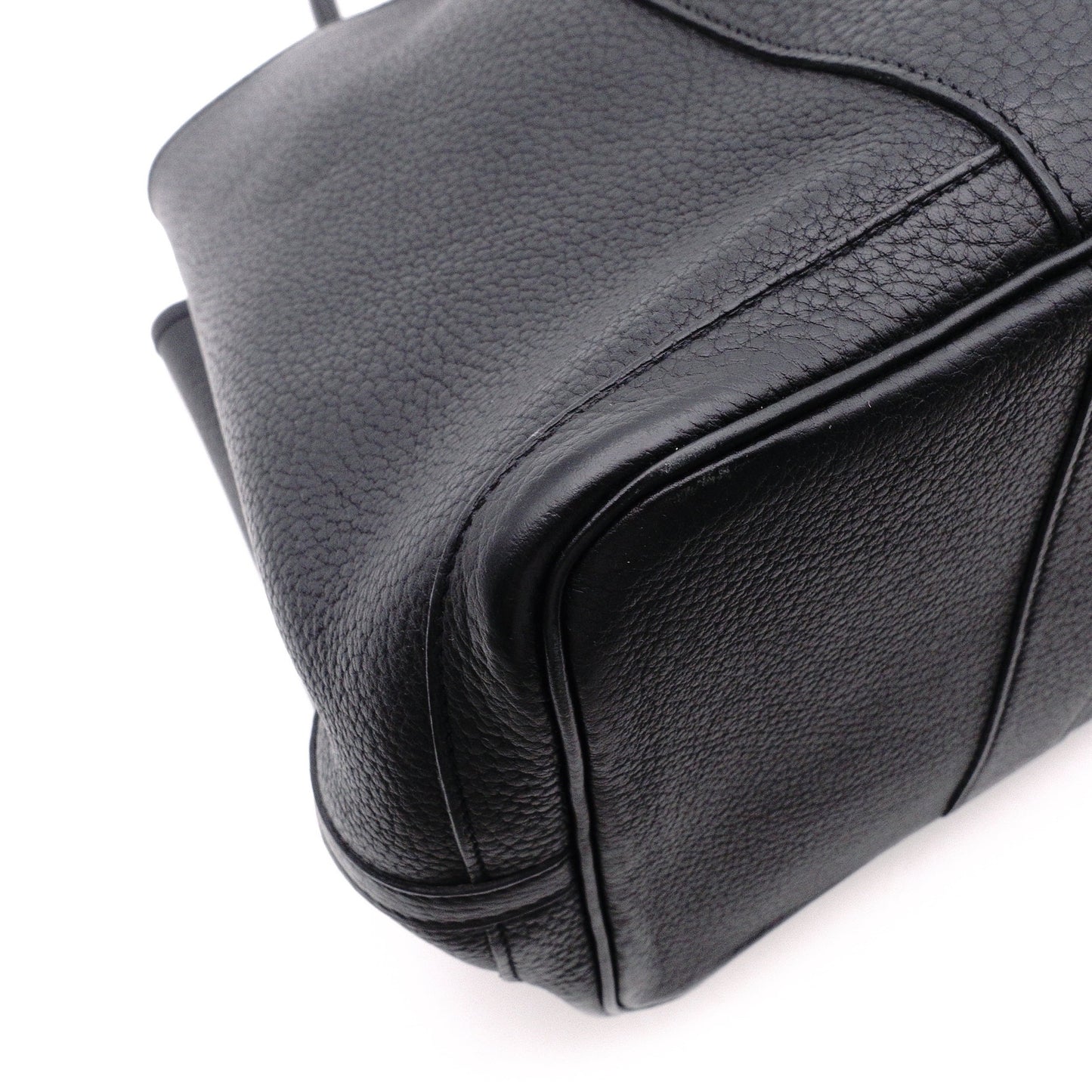 HERMES Garden Party PM Tote Bag, Leather, Black, Shoulder Strap, □N Stamp