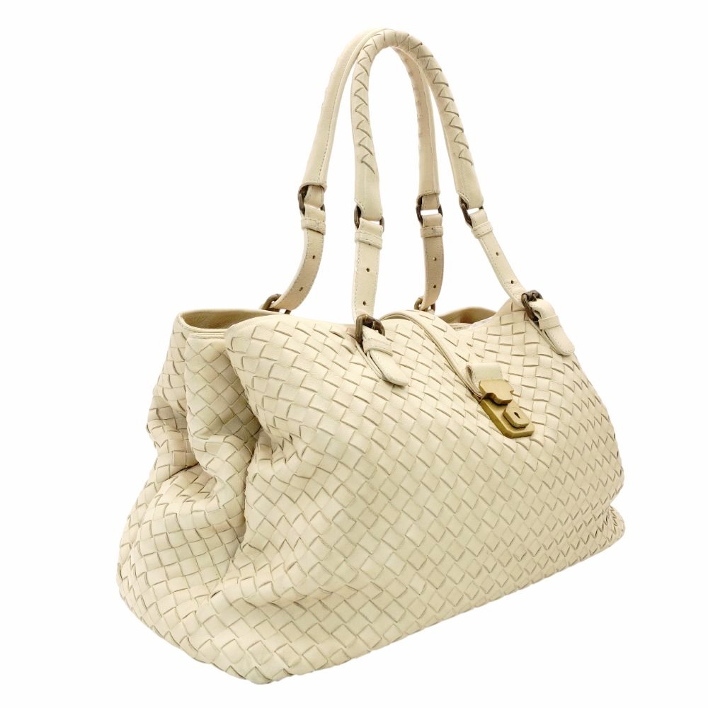 Bottega Veneta Intrecciato Roma Beige Leather Tote Bag 7-11-678