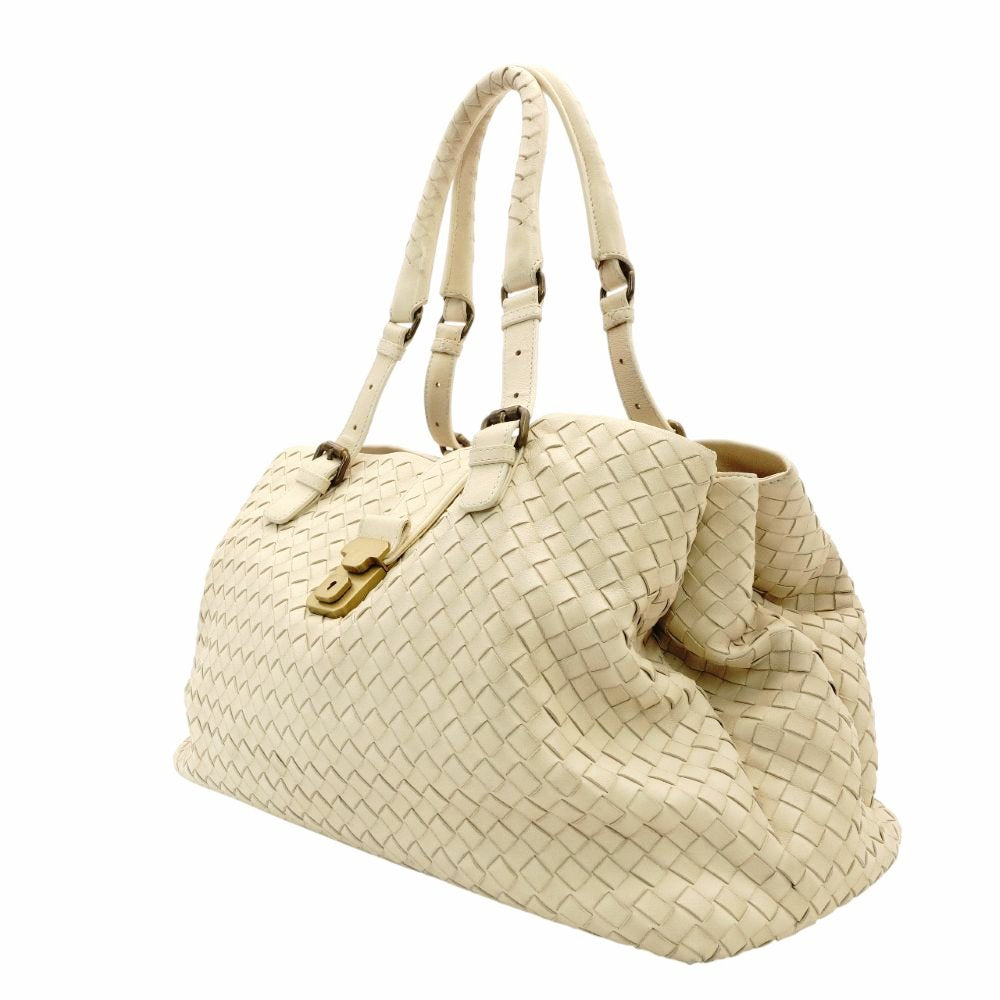Bottega Veneta Intrecciato Roma Beige Leather Tote Bag 7-11-678