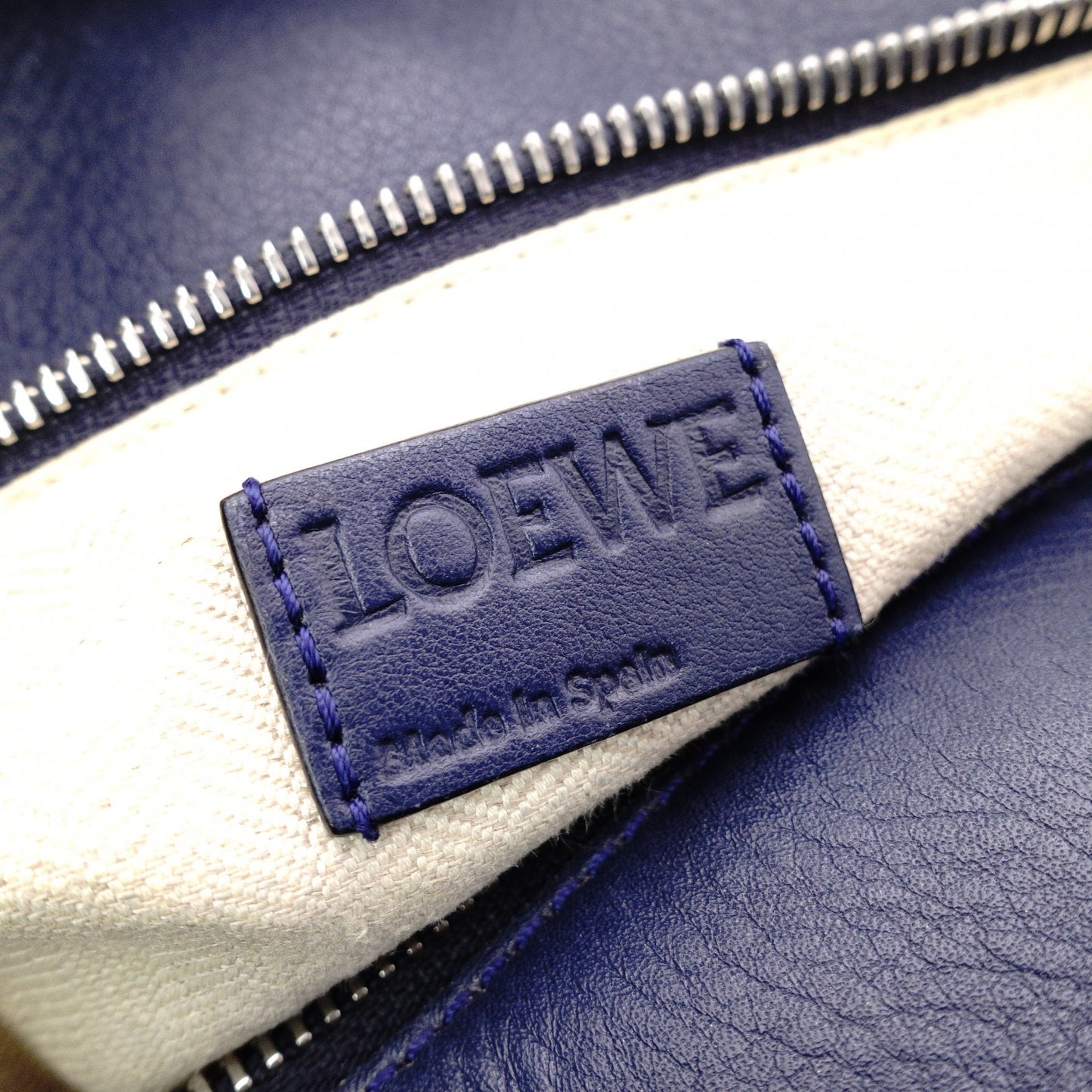 LOEWE Puzzle Small Handbag, Leather, Navy, 2-Way, Silver Hardware