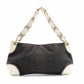 CHANEL Olsen Shoulder Bag, Leather, Gray and White Canvas, CC Logo, Single-Shoulder
