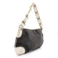 CHANEL Olsen Shoulder Bag, Leather, Gray and White Canvas, CC Logo, Single-Shoulder