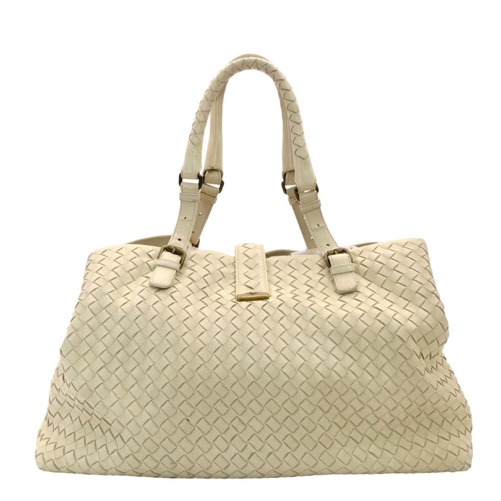 Bottega Veneta Intrecciato Roma Beige Leather Tote Bag 7-11-678