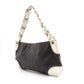 CHANEL Olsen Shoulder Bag, Leather, Gray and White Canvas, CC Logo, Single-Shoulder