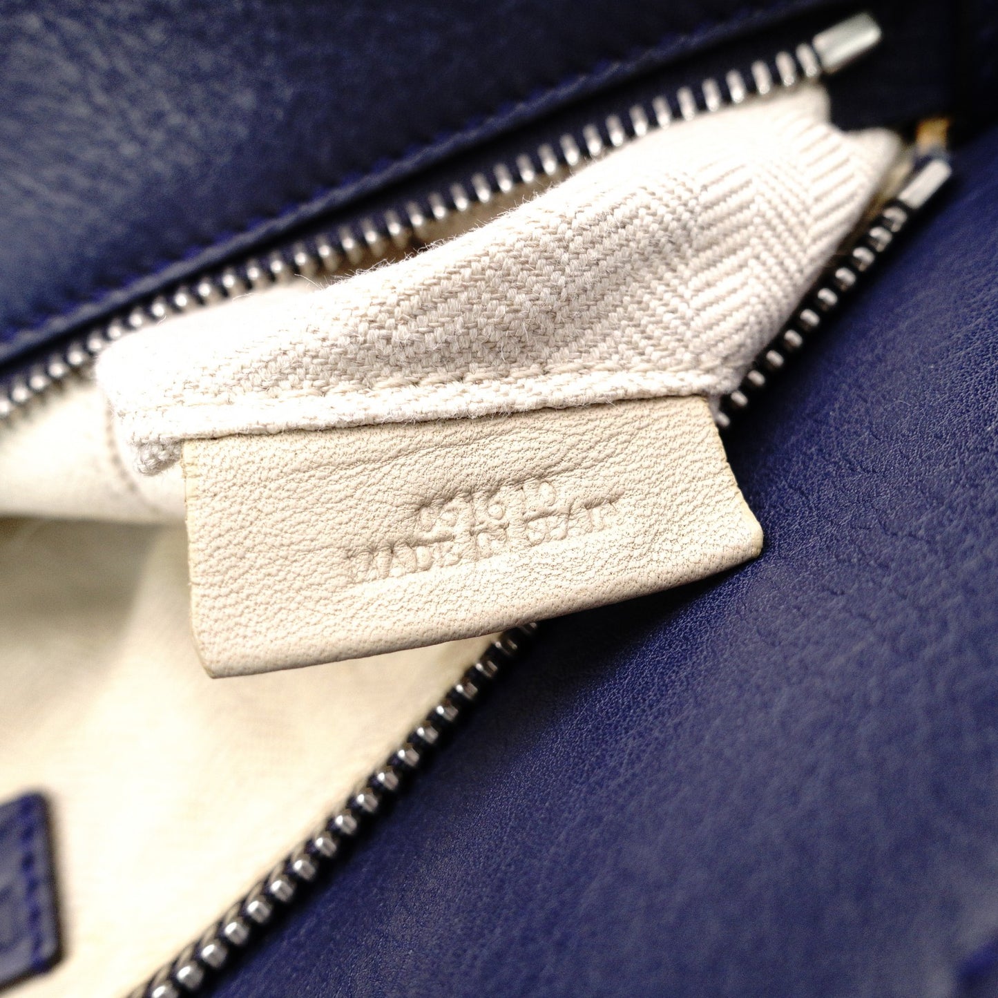 LOEWE Puzzle Small Handbag, Leather, Navy, 2-Way, Silver Hardware
