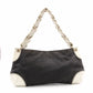 CHANEL Olsen Shoulder Bag, Leather, Gray and White Canvas, CC Logo, Single-Shoulder