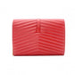 YVES SAINT LAURENT Chain Wallet V-Stitch Shoulder Bag, Leather, Red