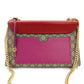 GUCCI Chain Shoulder Bag GG Canvas PVC Beige × Pink × Red Leather Crossbody 7-7-735