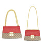 GUCCI Chain Shoulder Bag GG Canvas PVC Beige × Pink × Red Leather Crossbody 7-7-735