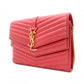 YVES SAINT LAURENT Chain Wallet V-Stitch Shoulder Bag, Leather, Red