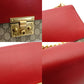 GUCCI Chain Shoulder Bag GG Canvas PVC Beige × Pink × Red Leather Crossbody 7-7-735