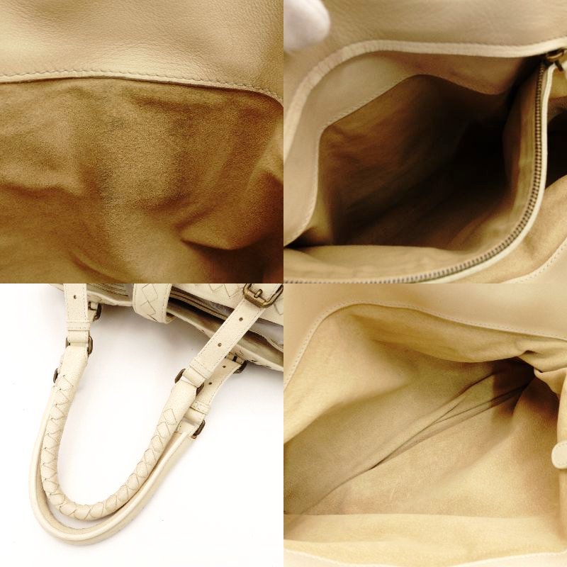 Bottega Veneta Intrecciato Roma Beige Leather Tote Bag 7-11-678