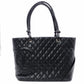 CHANEL Cambon Line Handbag, Leather, Black and Pink, CC Logo, Tote Bag