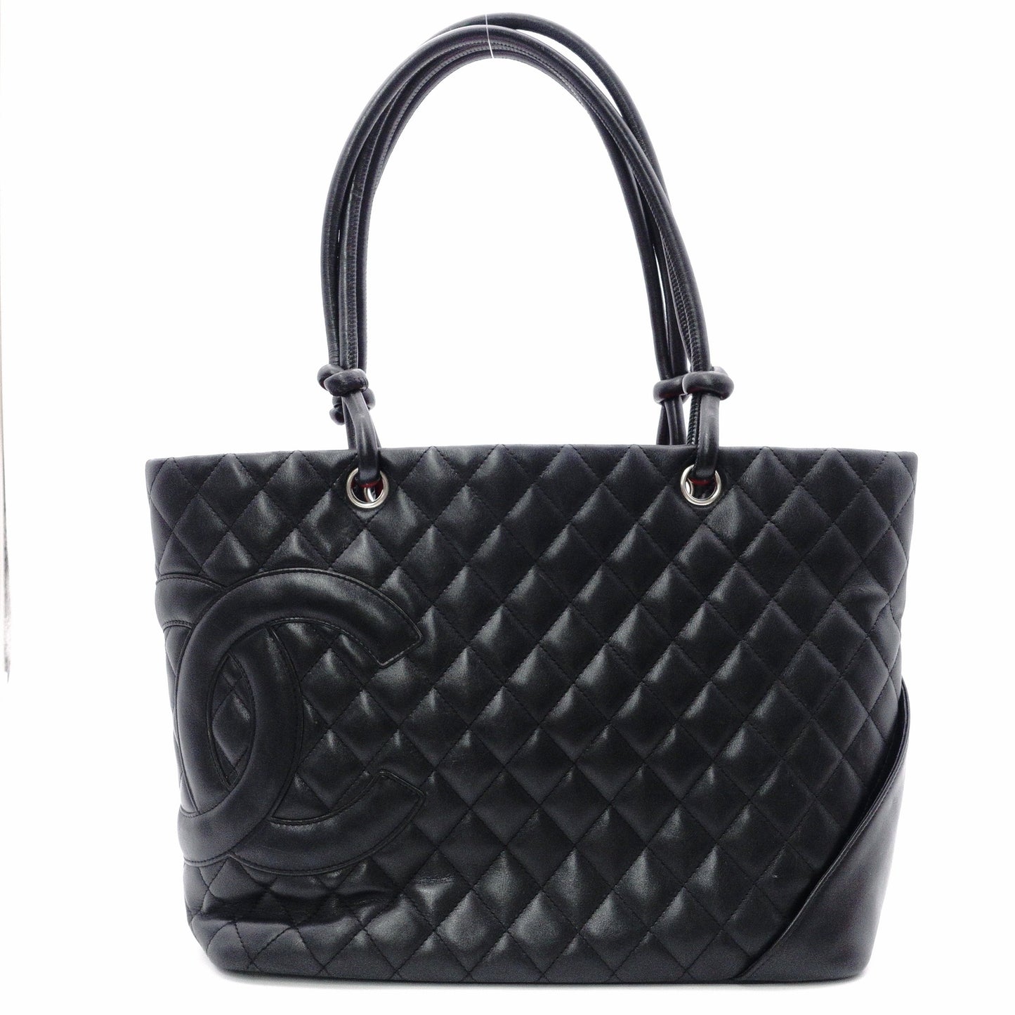 CHANEL Cambon Line Handbag, Leather, Black and Pink, CC Logo, Tote Bag