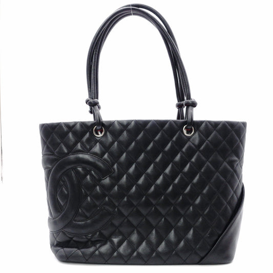 CHANEL Cambon Line Handbag, Leather, Black and Pink, CC Logo, Tote Bag