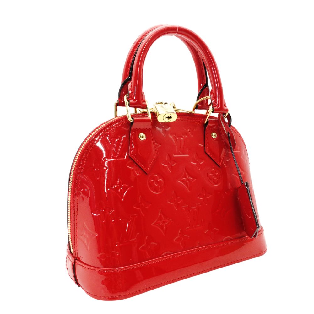 LOUIS VUITTON Alma BB Handbag Vernis Red Leather 2-Way Red Crossbody 7-10-193