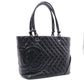 CHANEL Cambon Line Handbag, Leather, Black and Pink, CC Logo, Tote Bag
