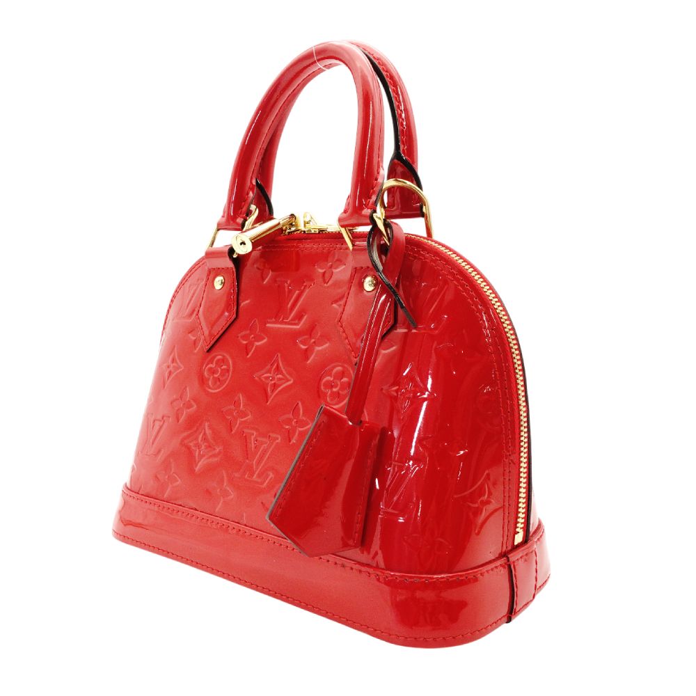 LOUIS VUITTON Alma BB Handbag Vernis Red Leather 2-Way Red Crossbody 7-10-193