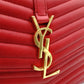 YVES SAINT LAURENT Chain Wallet V-Stitch Shoulder Bag, Leather, Red