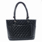 CHANEL Cambon Line Handbag, Leather, Black and Pink, CC Logo, Tote Bag