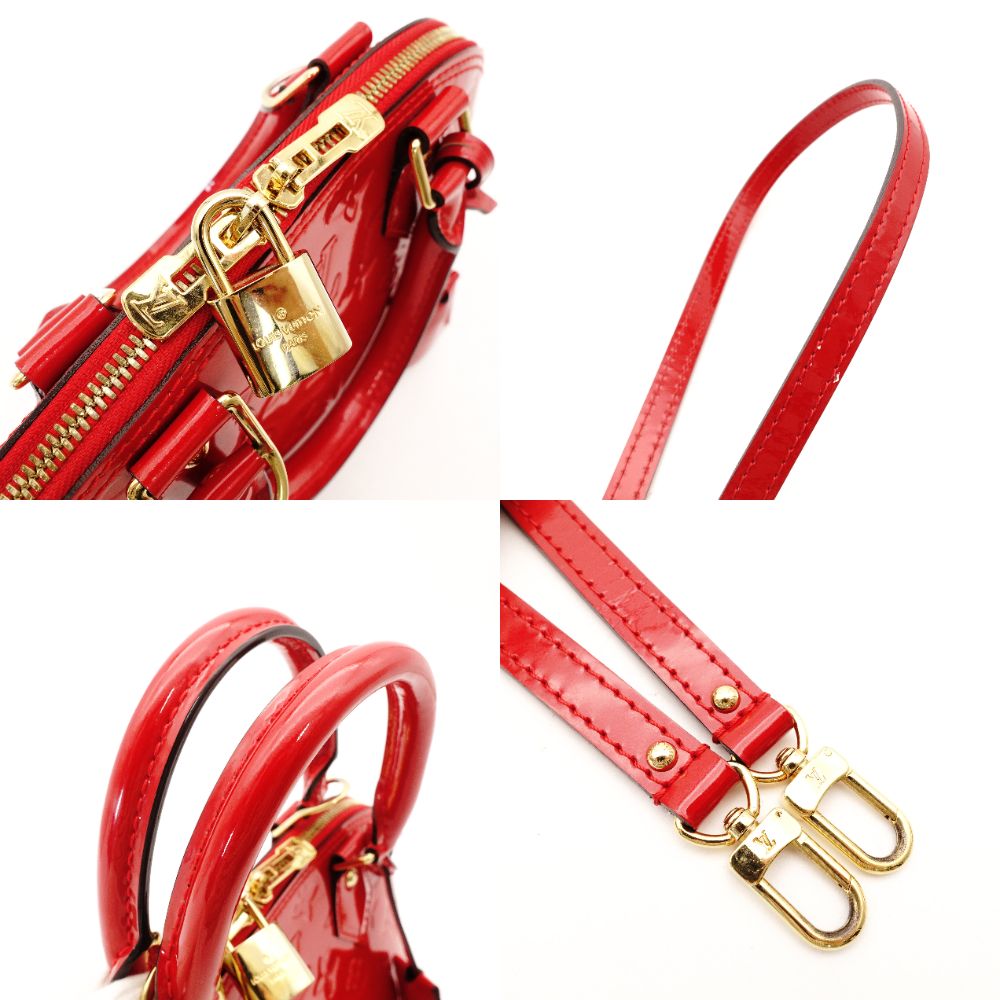 LOUIS VUITTON Alma BB Handbag Vernis Red Leather 2-Way Red Crossbody 7-10-193