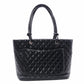 CHANEL Cambon Line Handbag, Leather, Black and Pink, CC Logo, Tote Bag