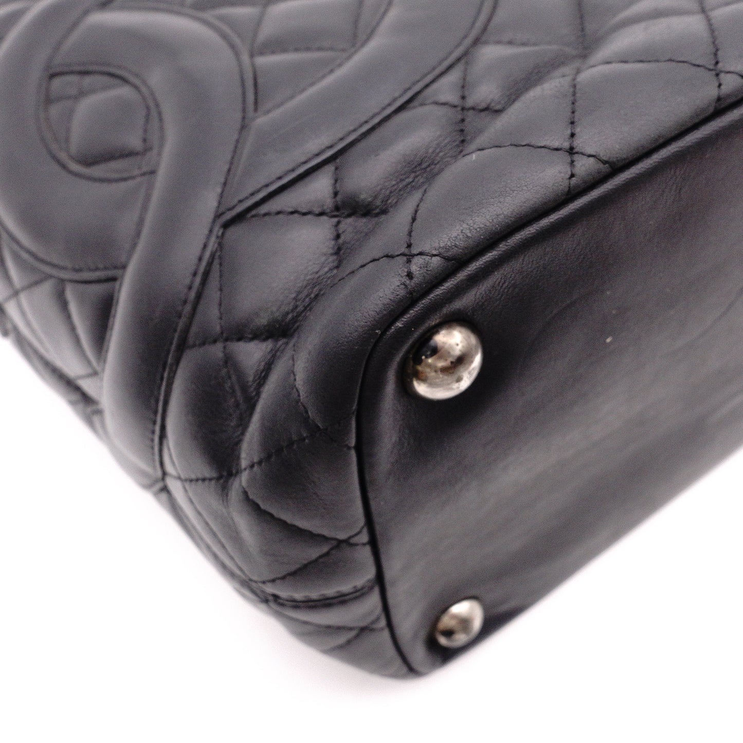 CHANEL Cambon Line Handbag, Leather, Black and Pink, CC Logo, Tote Bag