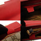 GUCCI Chain Shoulder Bag GG Canvas PVC Beige × Pink × Red Leather Crossbody 7-7-735