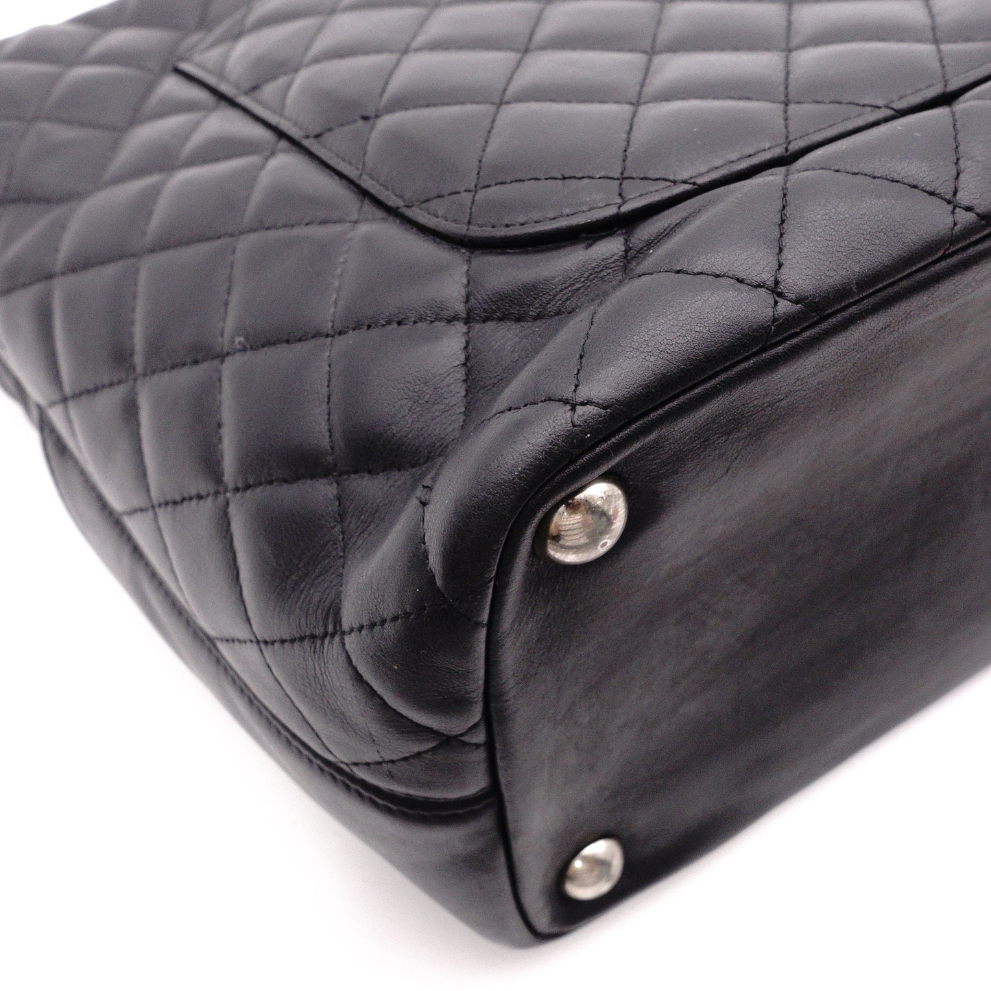 CHANEL Cambon Line Handbag, Leather, Black and Pink, CC Logo, Tote Bag