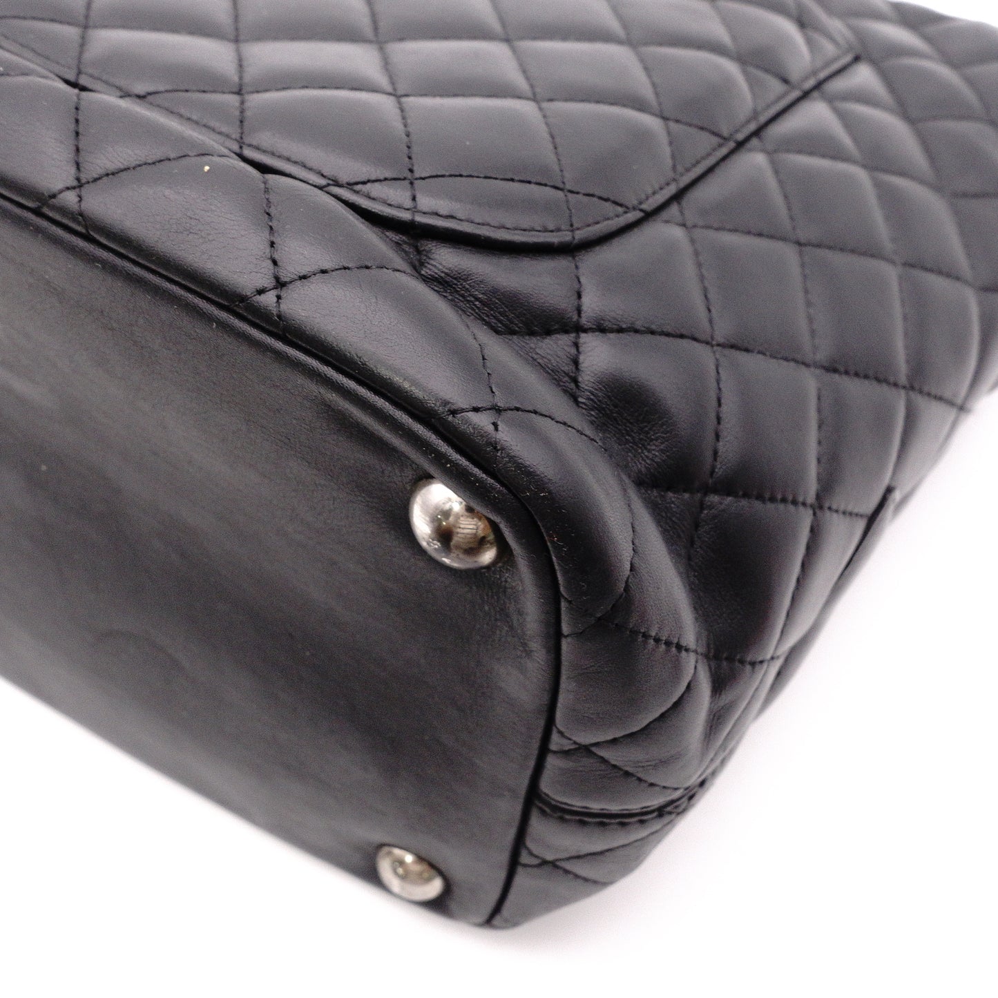 CHANEL Cambon Line Handbag, Leather, Black and Pink, CC Logo, Tote Bag