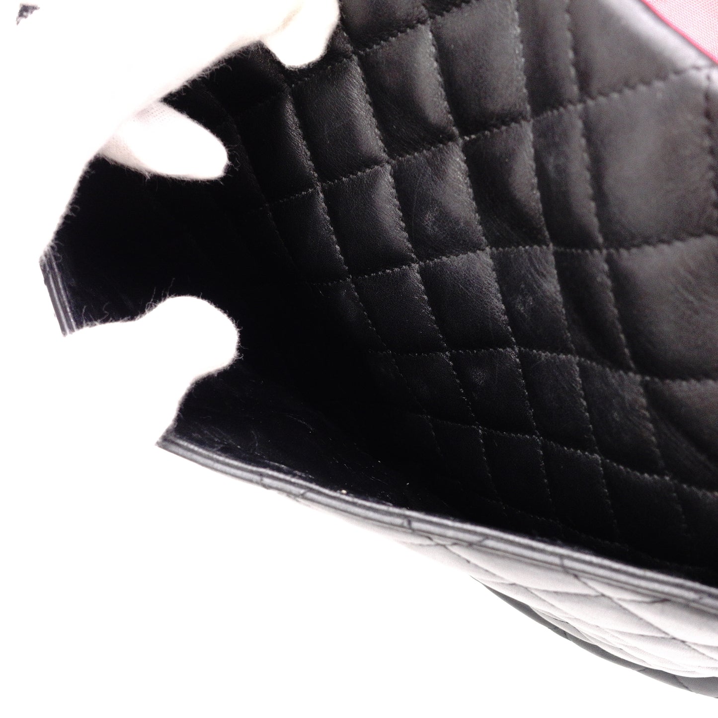 CHANEL Cambon Line Handbag, Leather, Black and Pink, CC Logo, Tote Bag