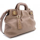 Salvatore Ferragamo Gancini Handbag, Leather, Brown, Gold Hardware