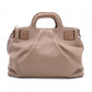 Salvatore Ferragamo Gancini Handbag, Leather, Brown, Gold Hardware