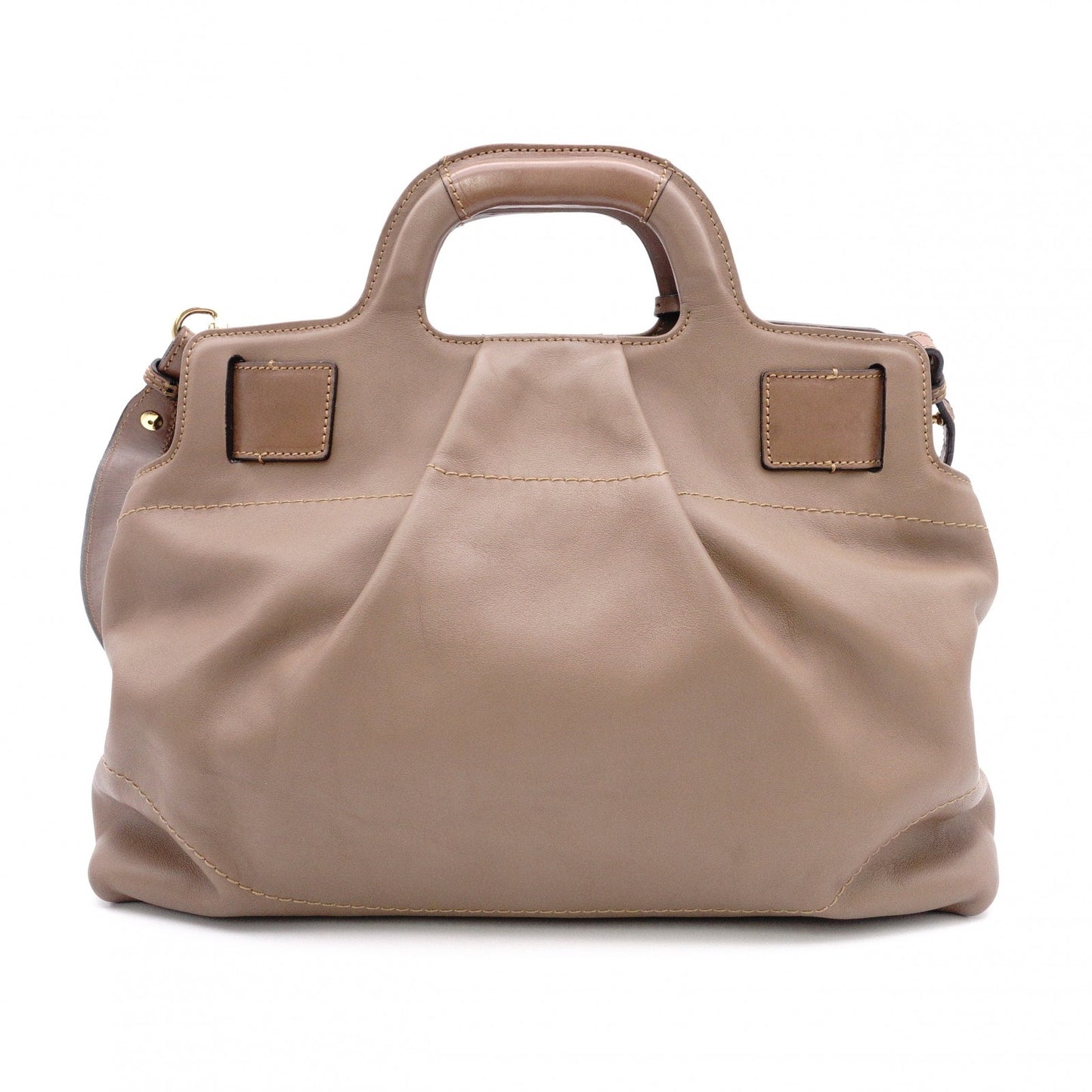 Salvatore Ferragamo Gancini Handbag, Leather, Brown, Gold Hardware