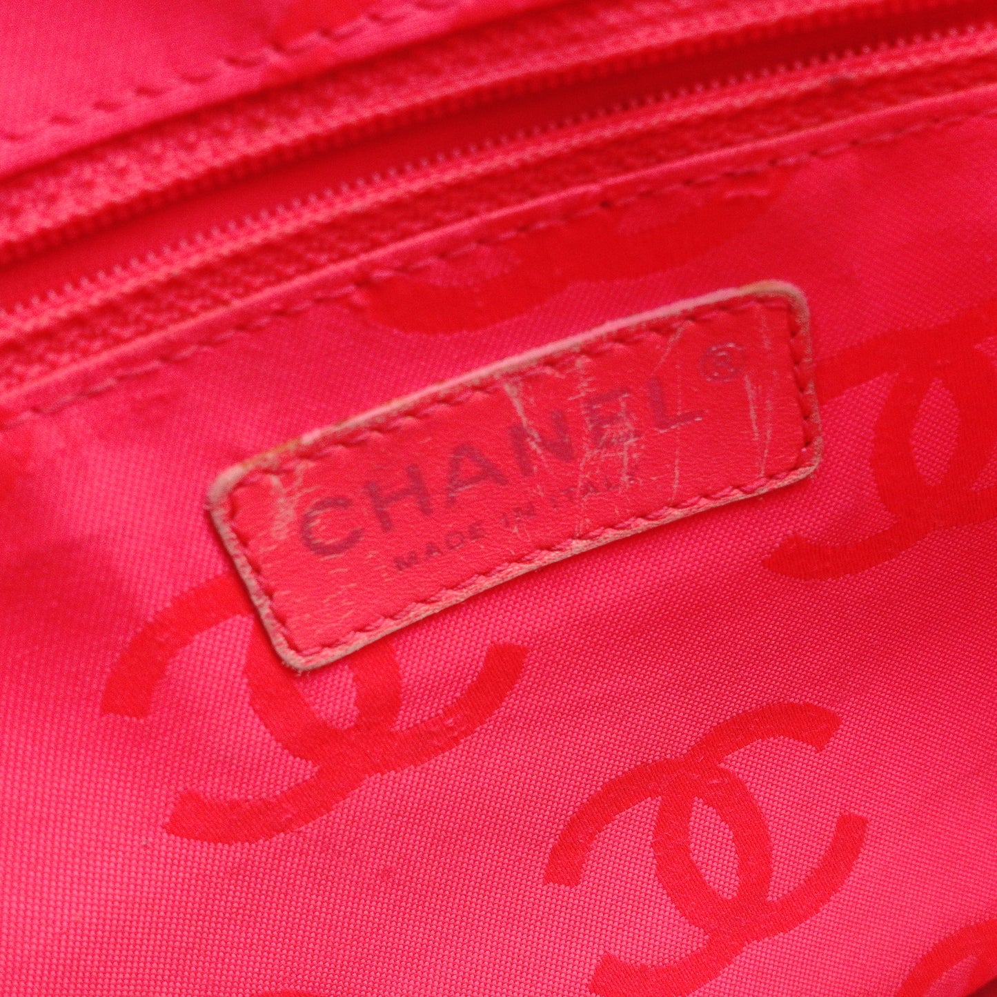 CHANEL Cambon Line Handbag, Leather, Black and Pink, CC Logo, Tote Bag